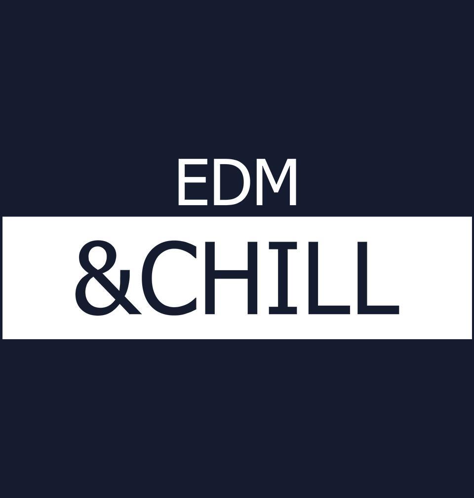 FunkyTradition Round Neck Black EDM AND CHILL Half Sleeves T-Shirt