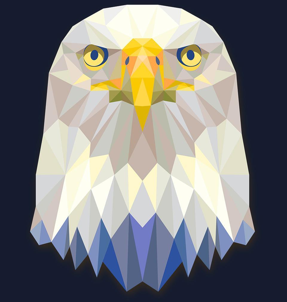 FunkyTradition Round Neck Black Eagle Face Half Sleeves T-Shirt