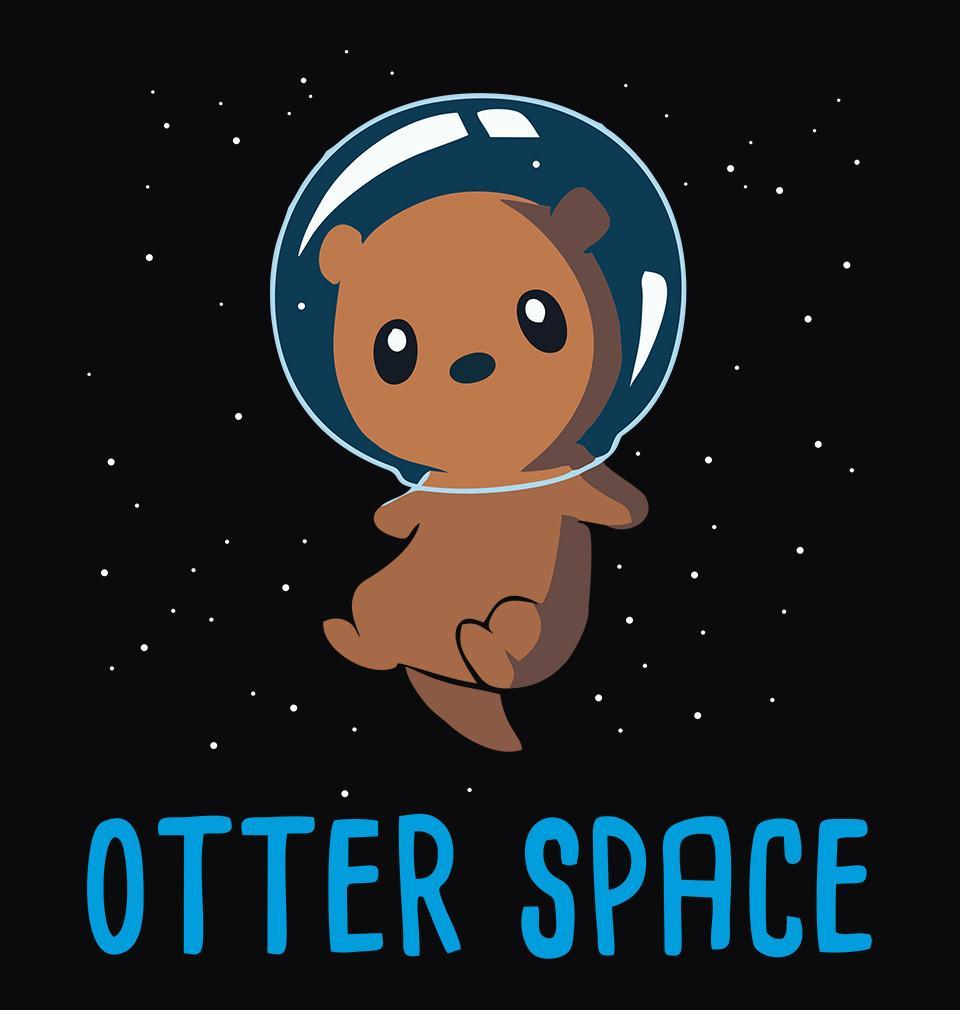 FunkyTradition Black Round Neck Otter Space Men Half Sleeves T-Shirt