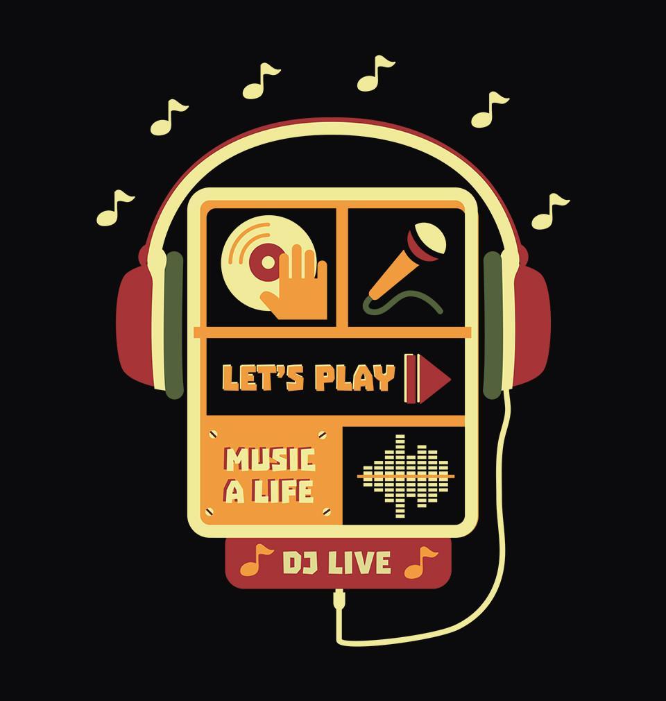 FunkyTradition Black Round Neck Lets Play Music Men Half Sleeves T-Shirt