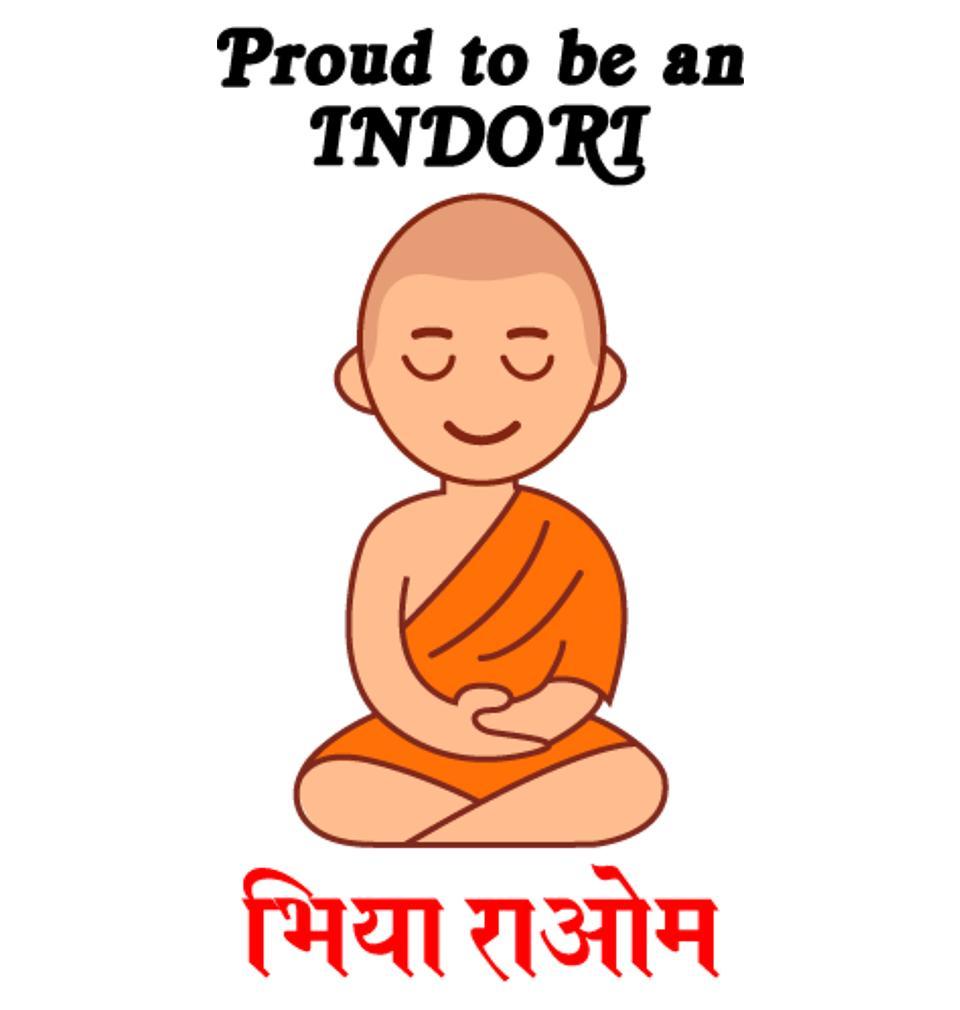 FunkyTradition White Round Neck Proud To Be An Indori Half Sleeves T-Shirt