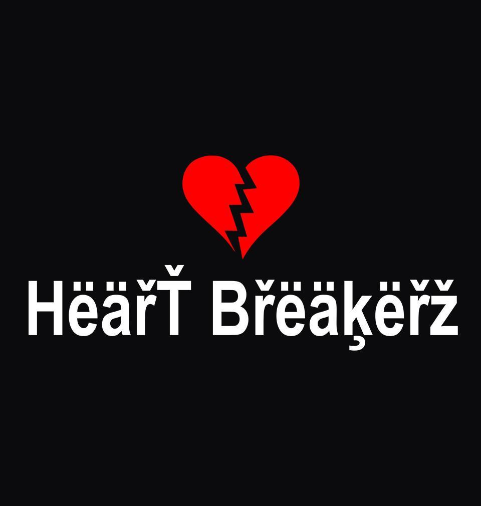 FunkyTradition Black Round Neck Heart Breakerz Men Half Sleeves T-Shirt