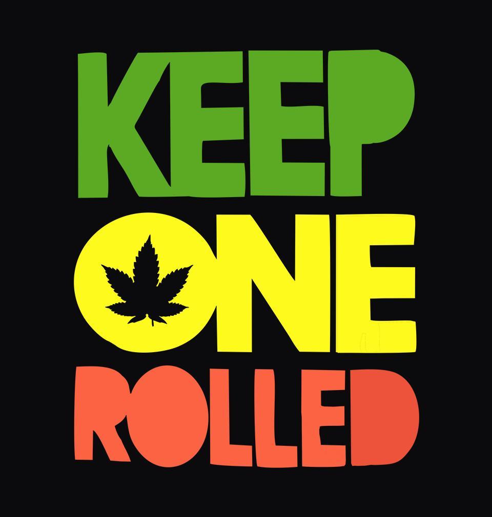 FunkyTradition Black Round Neck Keep One Rolled Half Sleeves T-Shirt