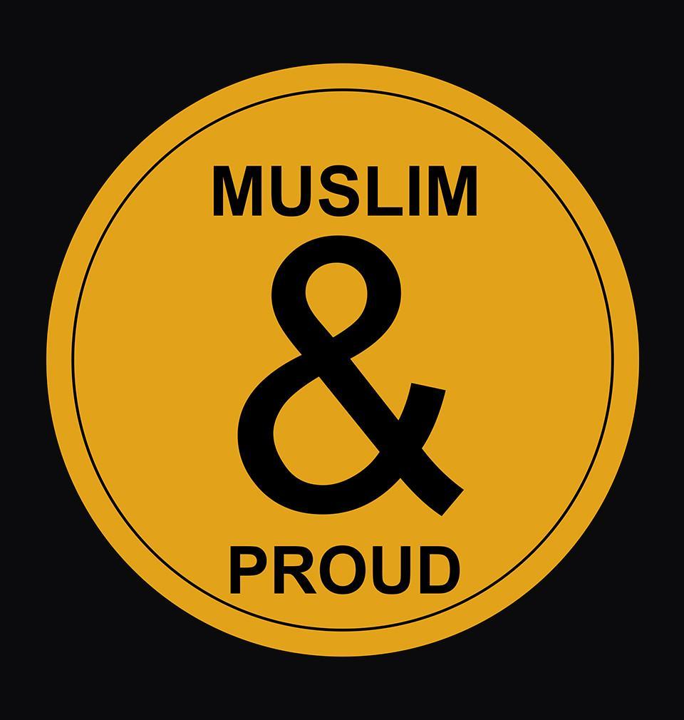 FunkyTradition Black Round Neck Muslim And Proud Men Half Sleeves T-Shirt