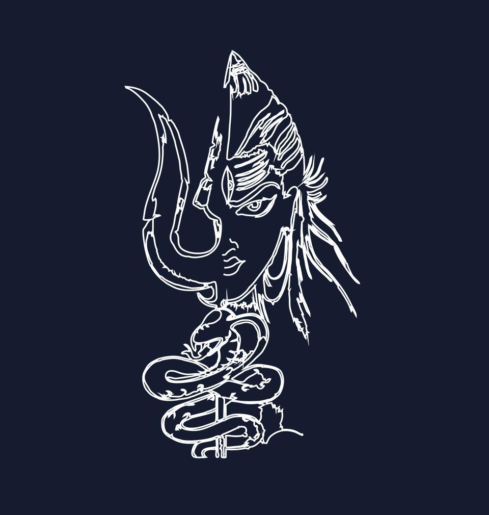 FunkyTradition Navy Blue Round Neck Lord Shiva Half Sleeves T-Shirt