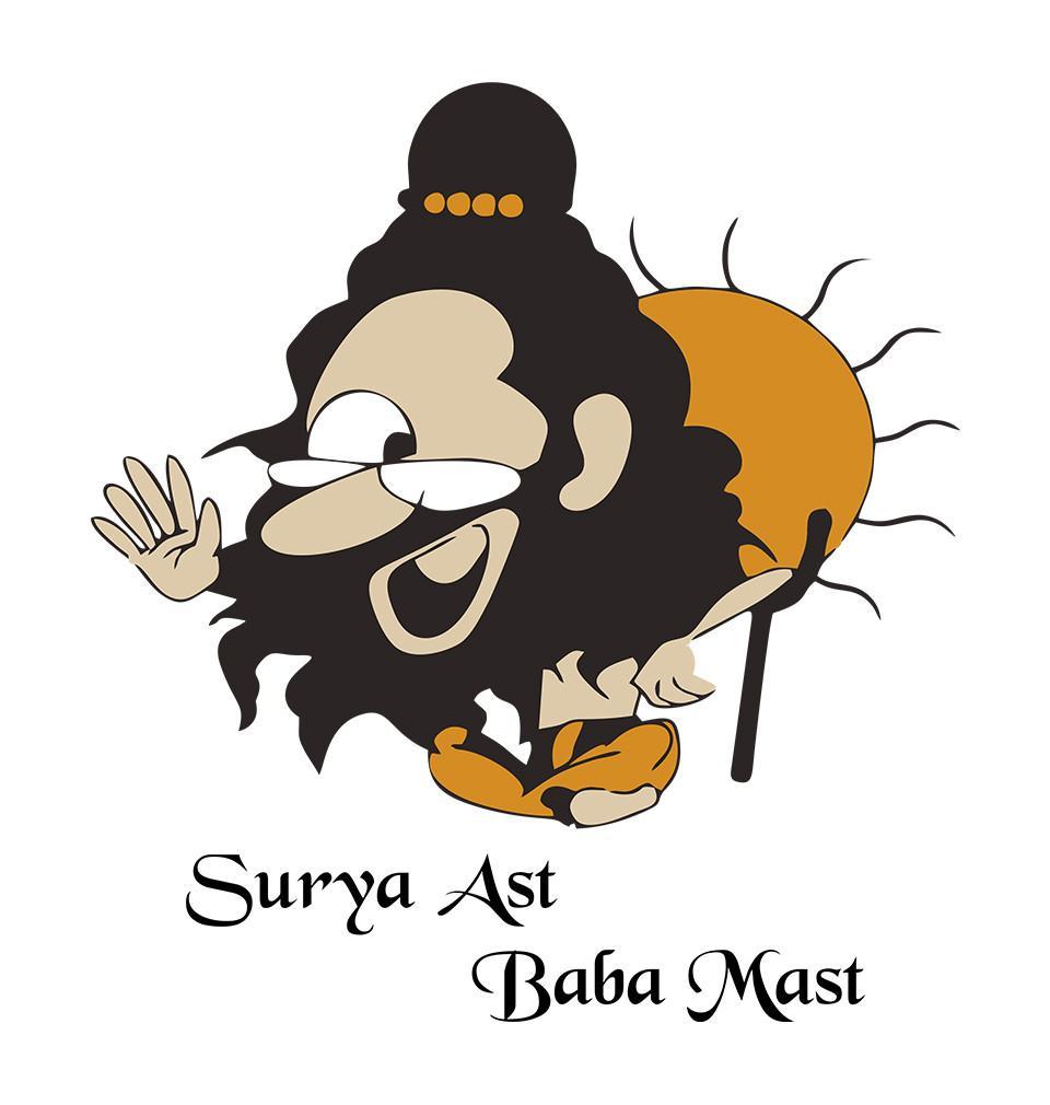 FunkyTradition White Round Neck Surya Ast Mast Men Half Sleeves T-Shirt