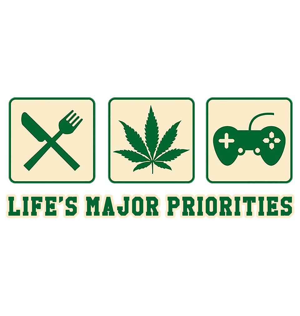 FunkyTradition White Round Neck Lifes Major Priorities Half Sleeves T-Shirt