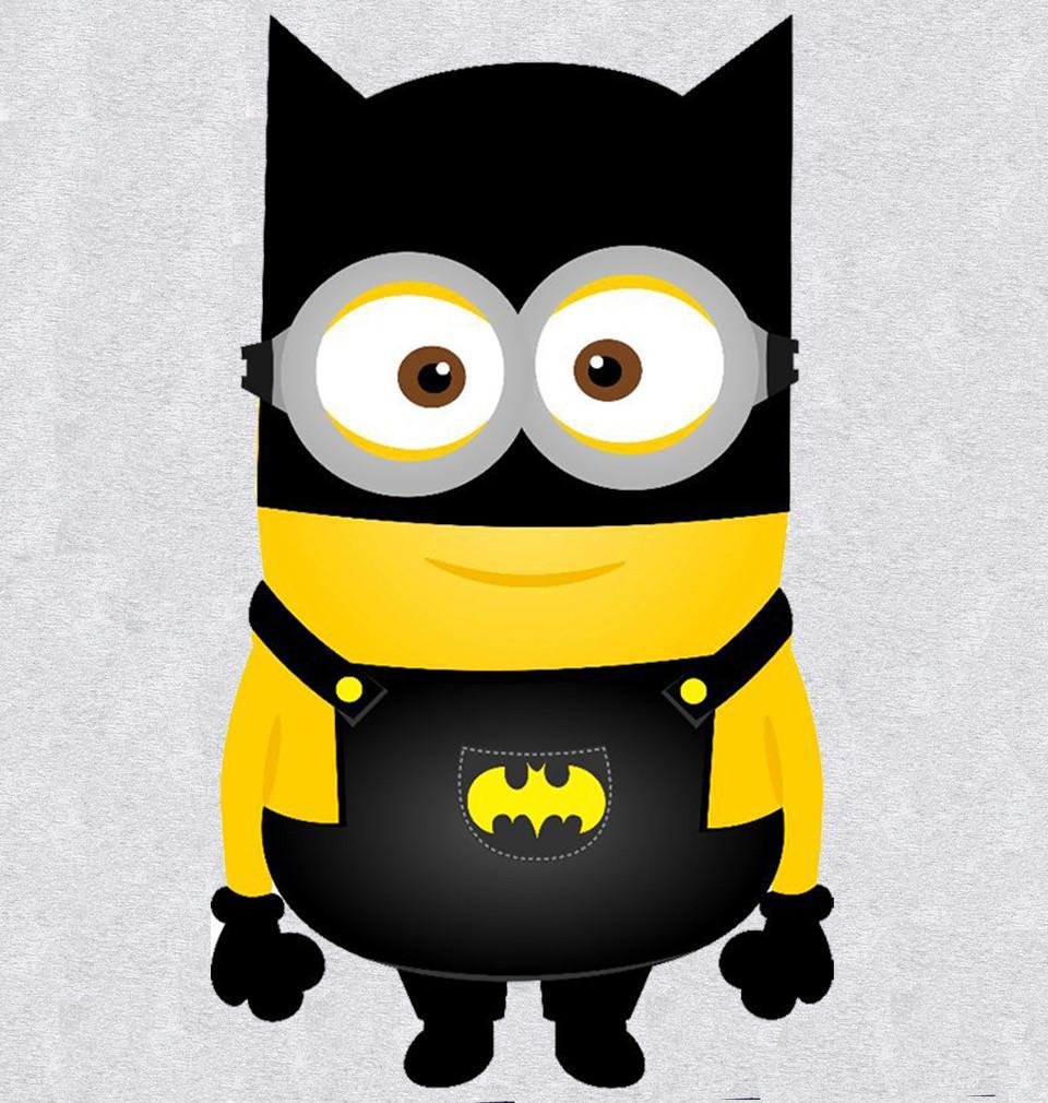 FunkyTradition White Round Neck Funny Batminion Half Sleeves T-Shirt