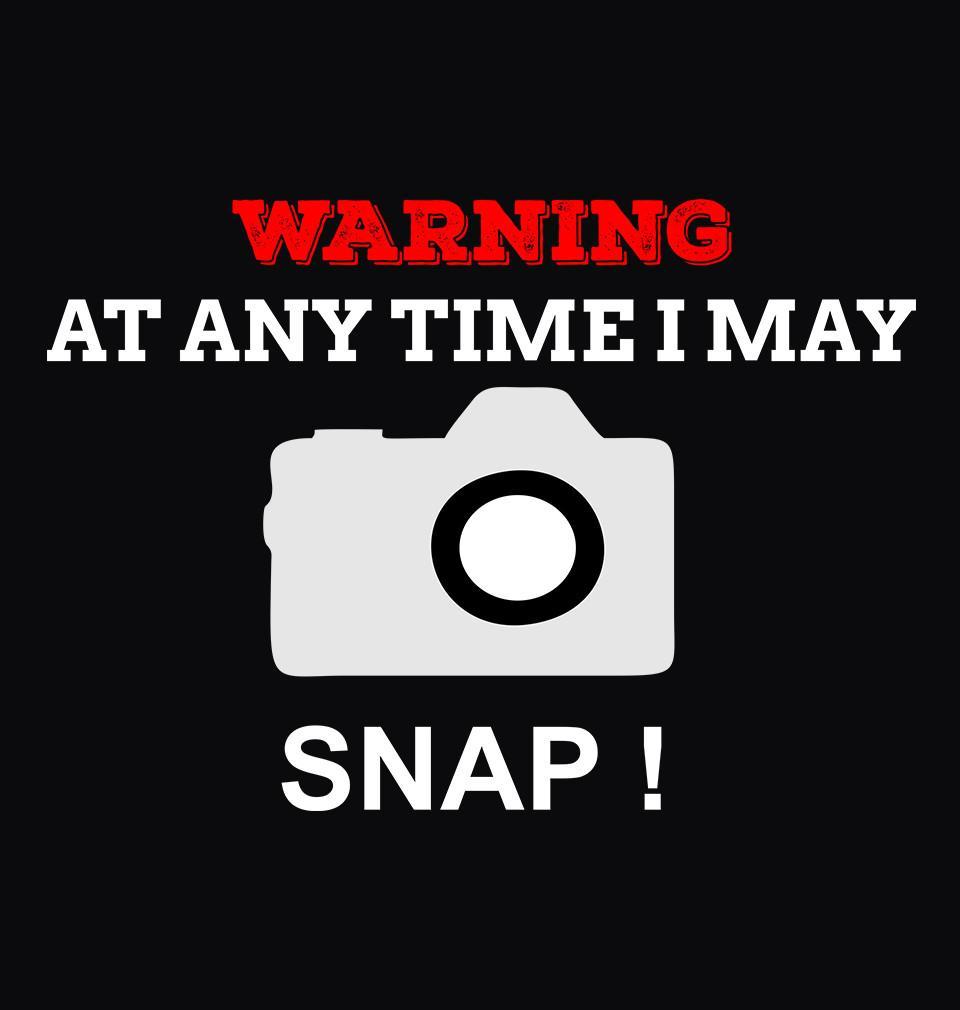 FunkyTradition Black Round Neck At Anytime I May Snap! Half Sleeves T-Shirt