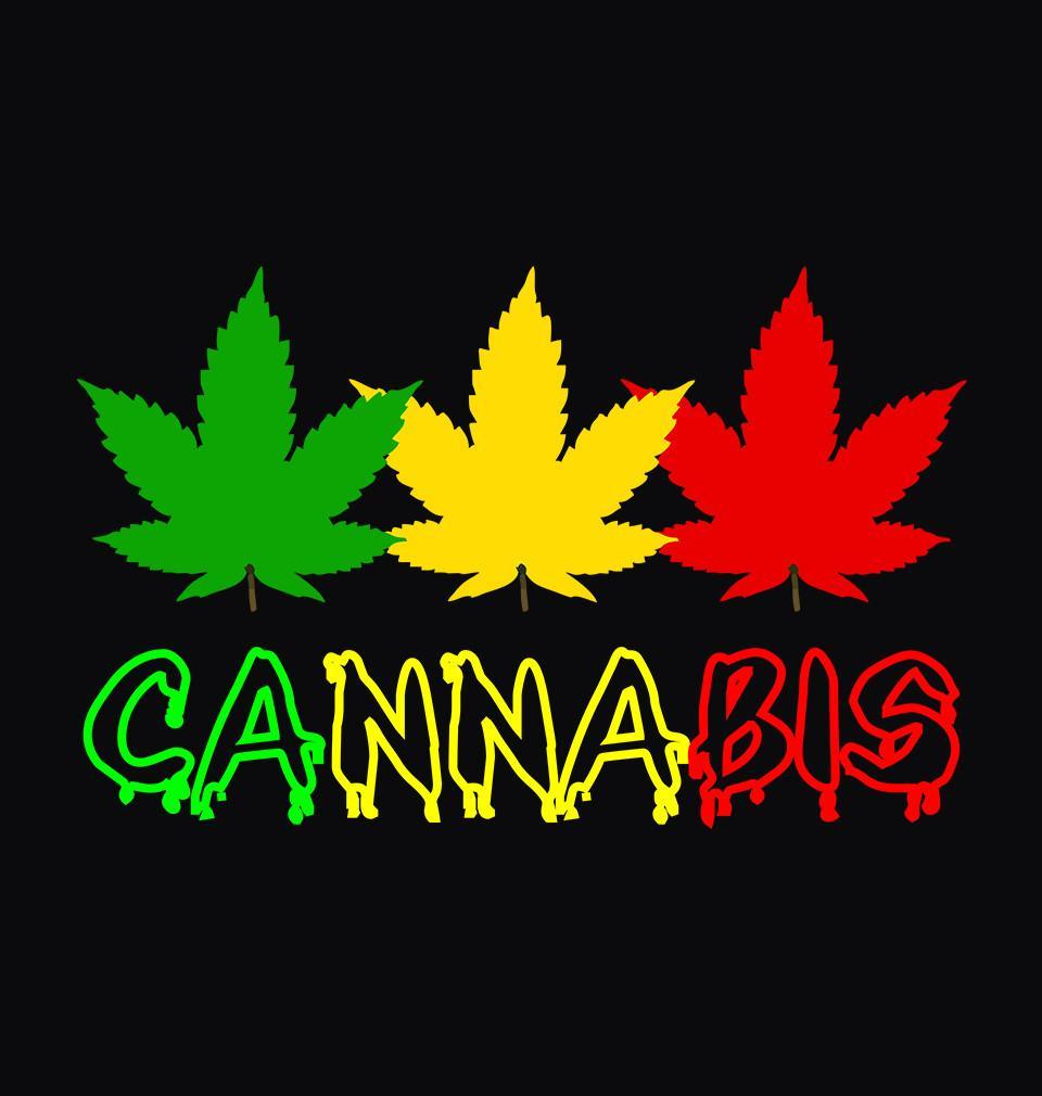 FunkyTradition Black Round Neck Cannabis Men Half Sleeves T-Shirt