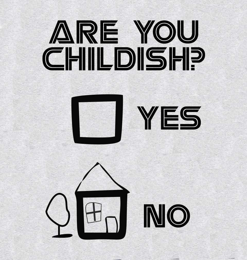 FunkyTradition Grey Round Neck Are You Childish Men Half Sleeves T-Shirt