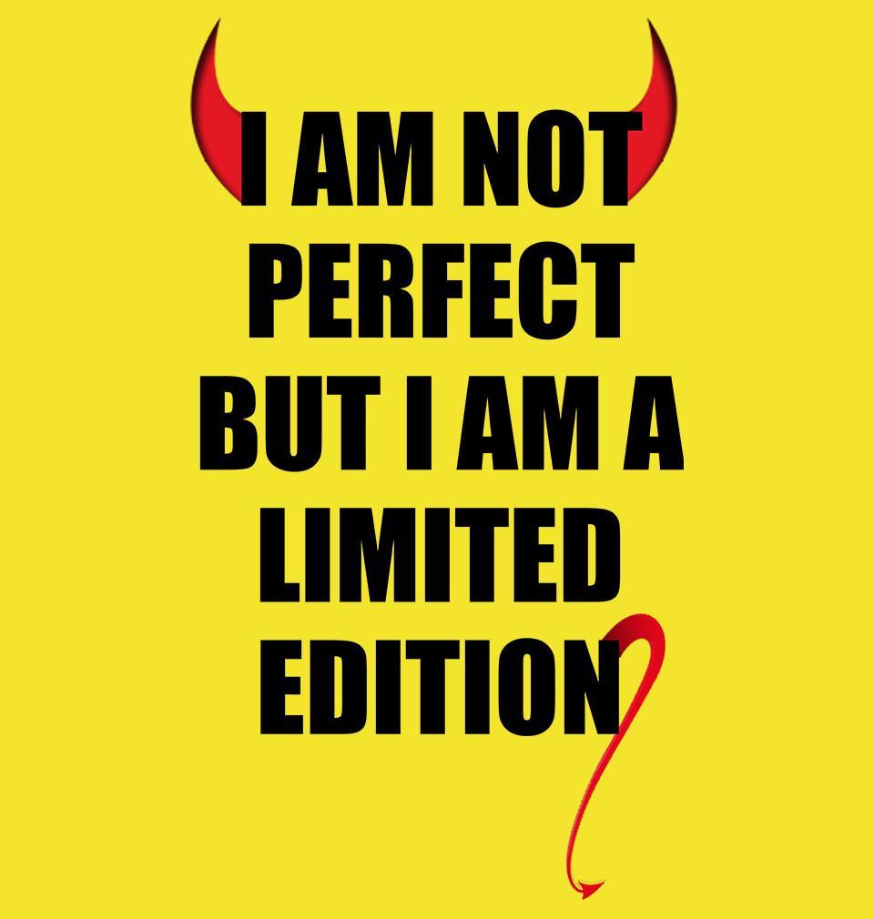 FunkyTradition Yellow Round Neck I Am Not Perfect But I Am Limited Edition Men Half Sleeves T-Shirt