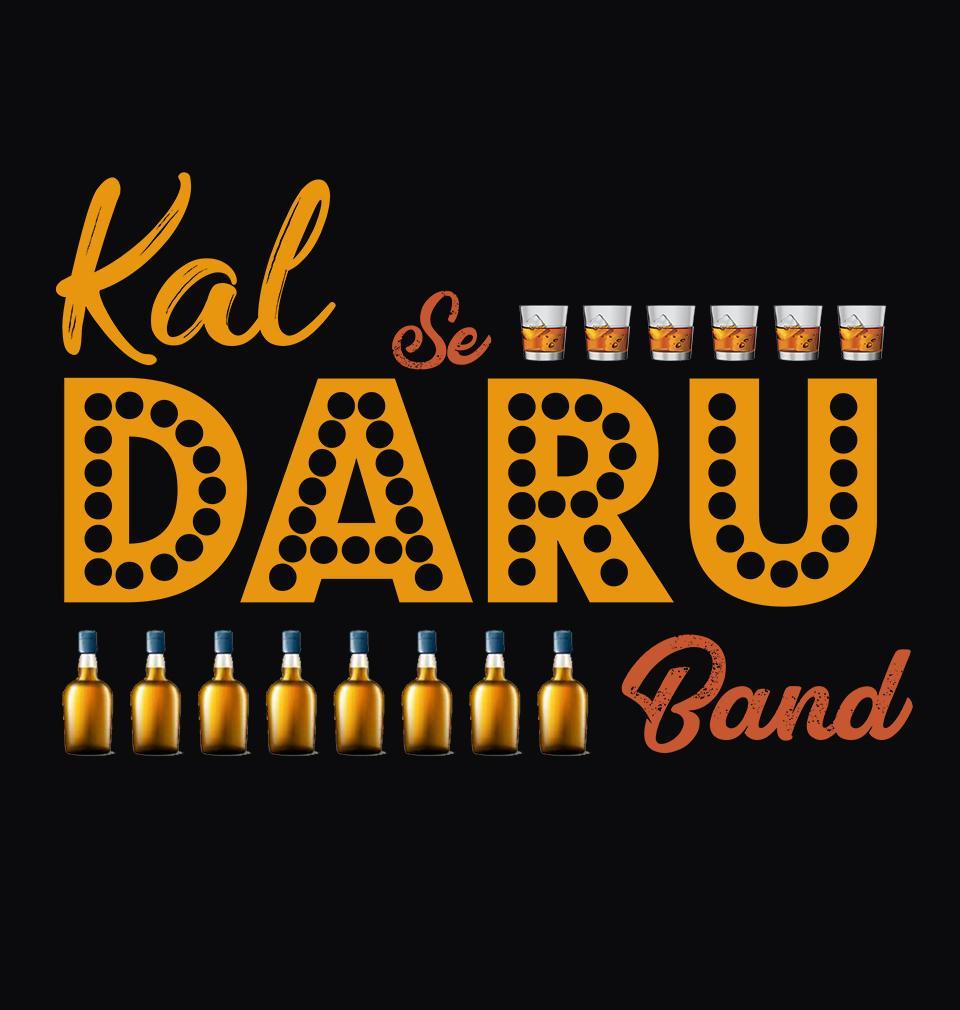 FunkyTradition Black Round Neck Kal Se Daru Bandh Half Sleeves T-Shirt