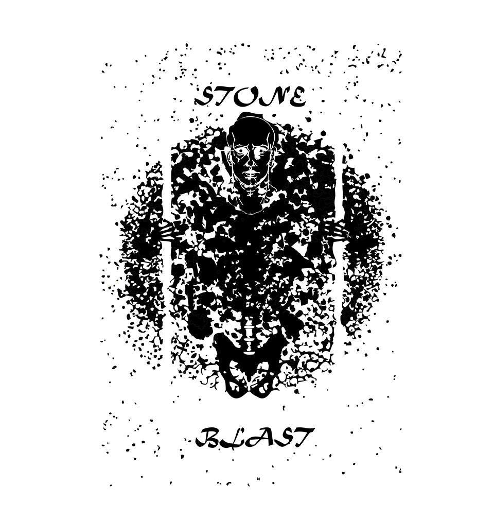 FunkyTradition White Round Neck Stone Blast Men Half Sleeves T-Shirt