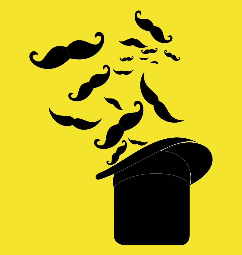 FunkyTradition Yellow Round Neck Hat With Mustache Men Half Sleeves T-Shirt