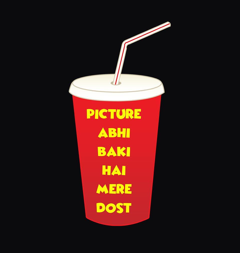 FunkyTradition Black Round Neck Picture Abhi Baaki Hai Mere Dost Men Half Sleeves T-Shirt