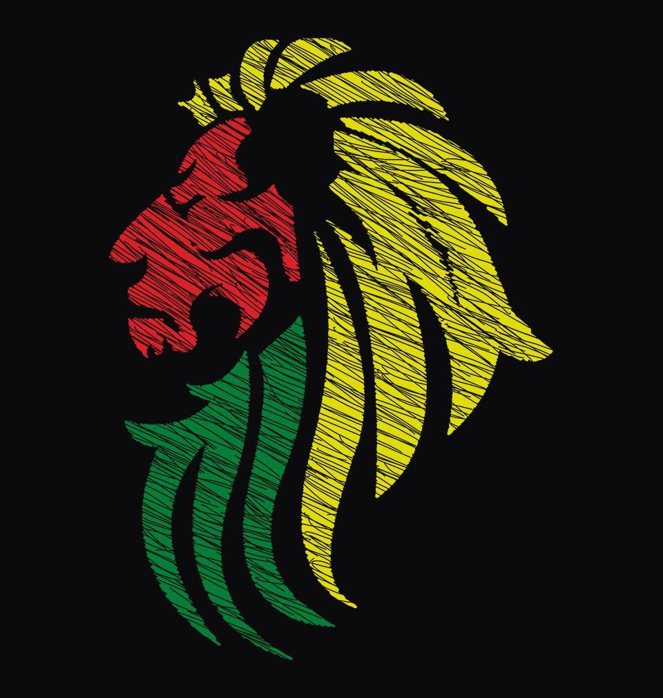 FunkyTradition Black Round Neck Lion Graphic Men Half Sleeves T-Shirt