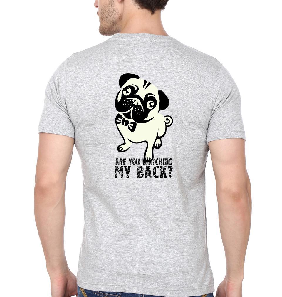 FunkyTradition Grey Round Neck Are You Watching My Back Men Half Sleeves T-Shirt