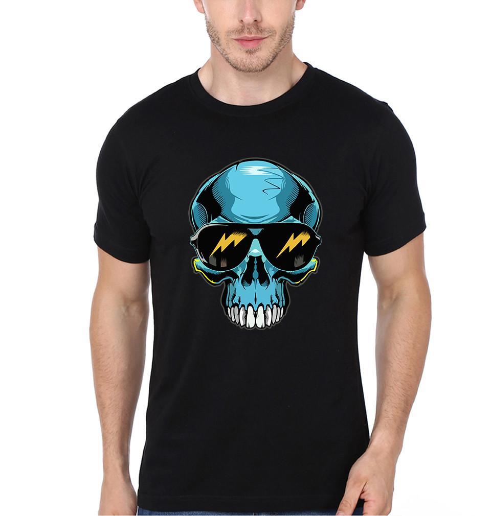 FunkyTradition Black Round Neck Funky Skull Men Half Sleeves T-Shirt