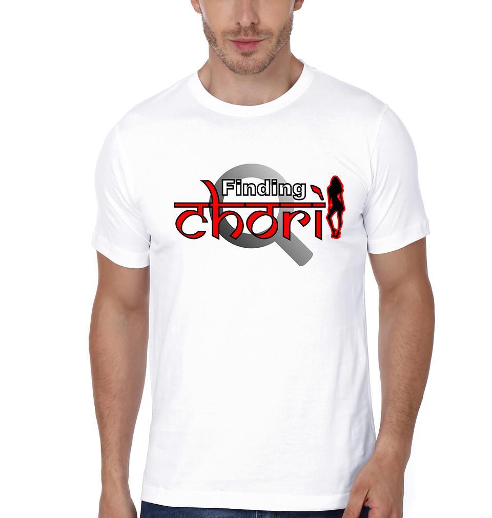 FunkyTradition Black Round Neck Finding Chhori Men Half Sleeves T-Shirt