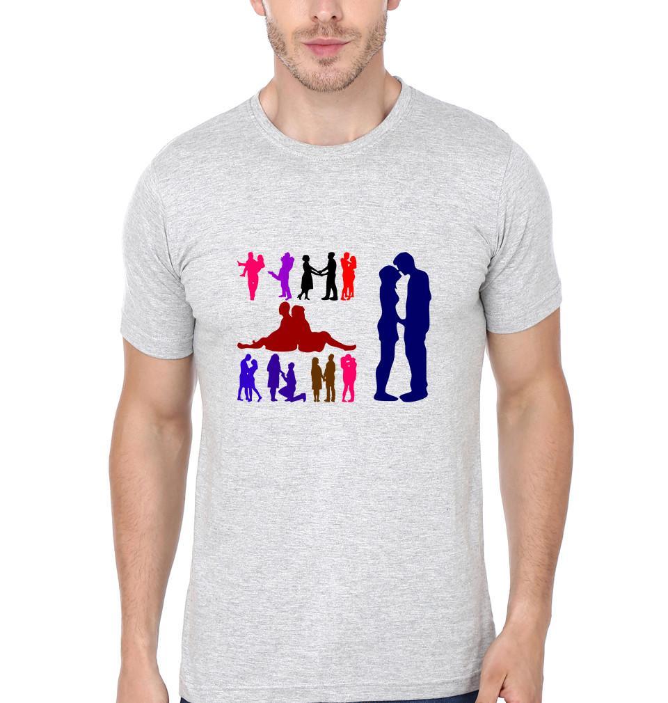 FunkyTradition Grey Round Neck Love Men Half Sleeves T-Shirt