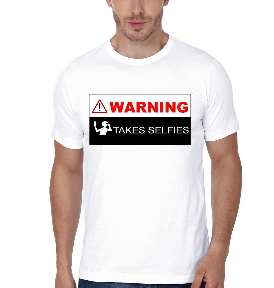 FunkyTradition White Round Neck Takes Selfies Men Half Sleeves T-Shirt