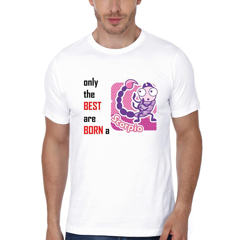 FunkyTradition White Round Neck Only The Best Are Born In A Scorpio Men Half Sleeves T-Shirt
