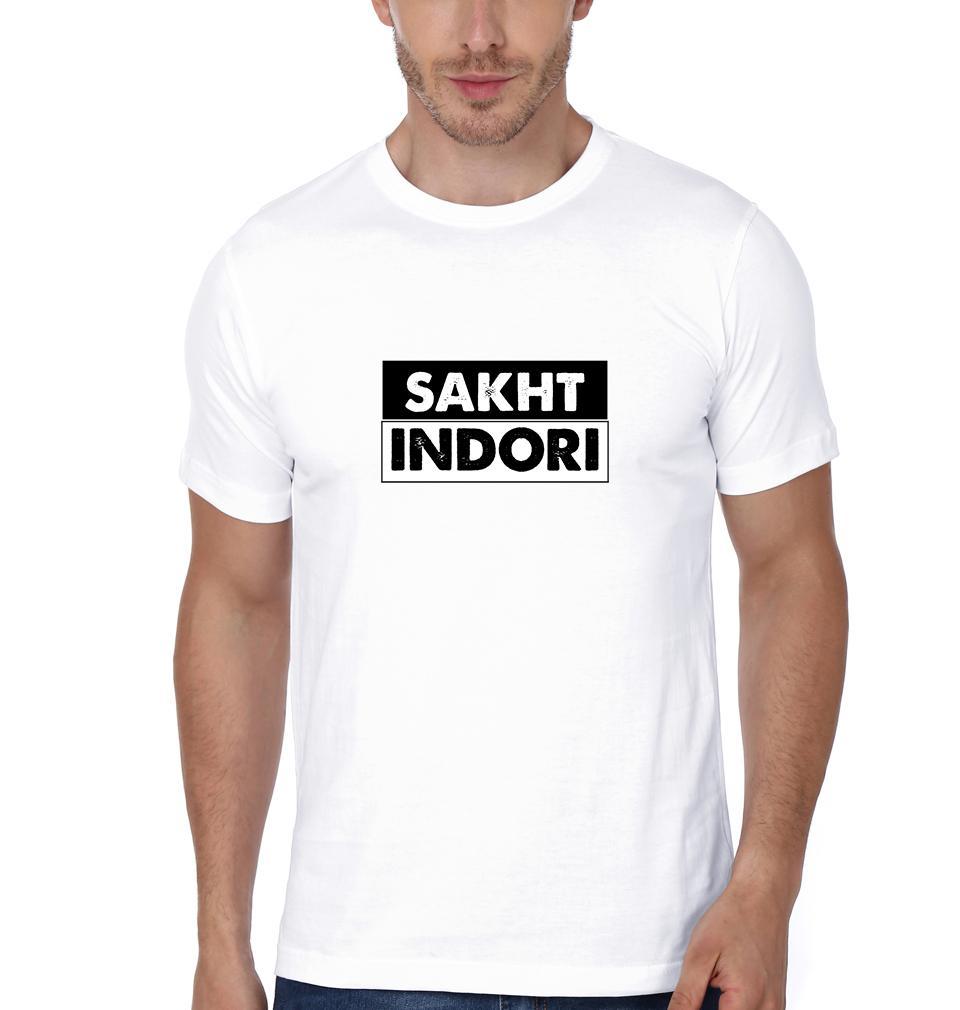 FunkyTradition White Round Neck Sakht Indori Half Sleeves T-Shirt