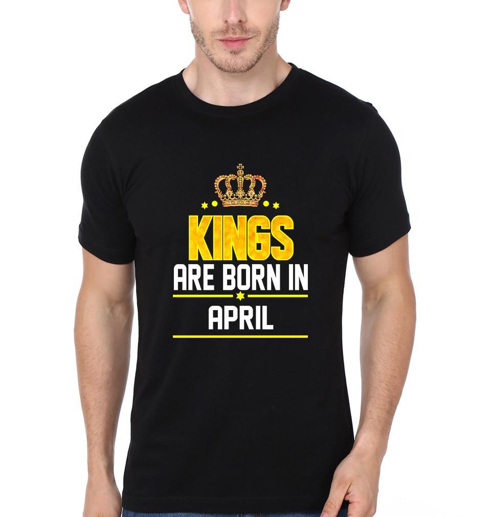 FunkyTradition Black Kings Are Born In April Half Sleeves T-Shirt