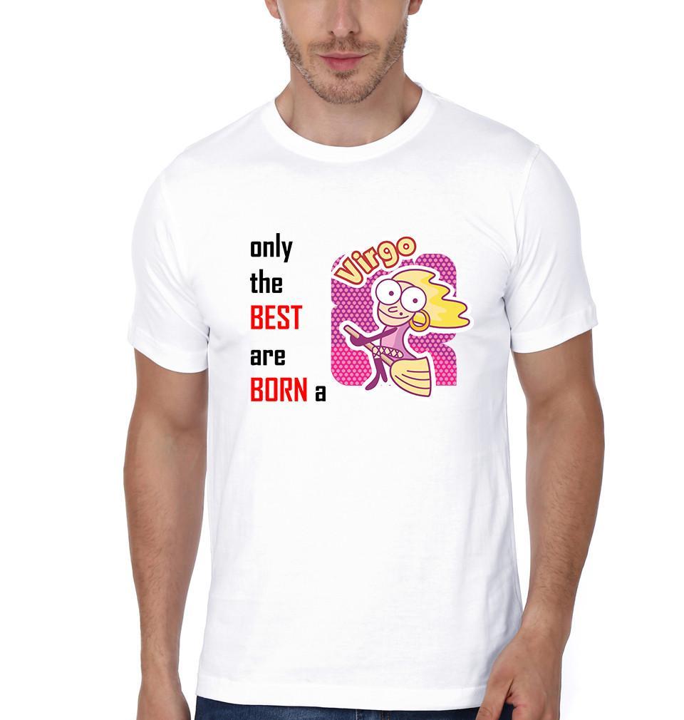 FunkyTradition White Round Neck Only The Best Are Born In A Virgo Men Half Sleeves T-Shirt