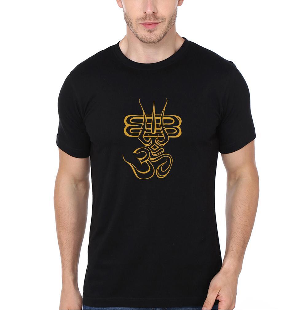 FunkyTradition Black Round Neck Om Design Half Sleeves T-Shirt