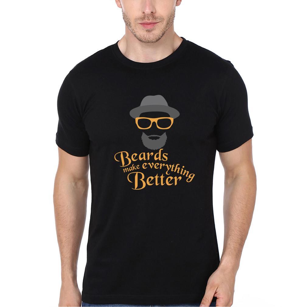 FunkyTradition Black Round Neck Beards Make Everything Better Half Sleeves T-Shirt