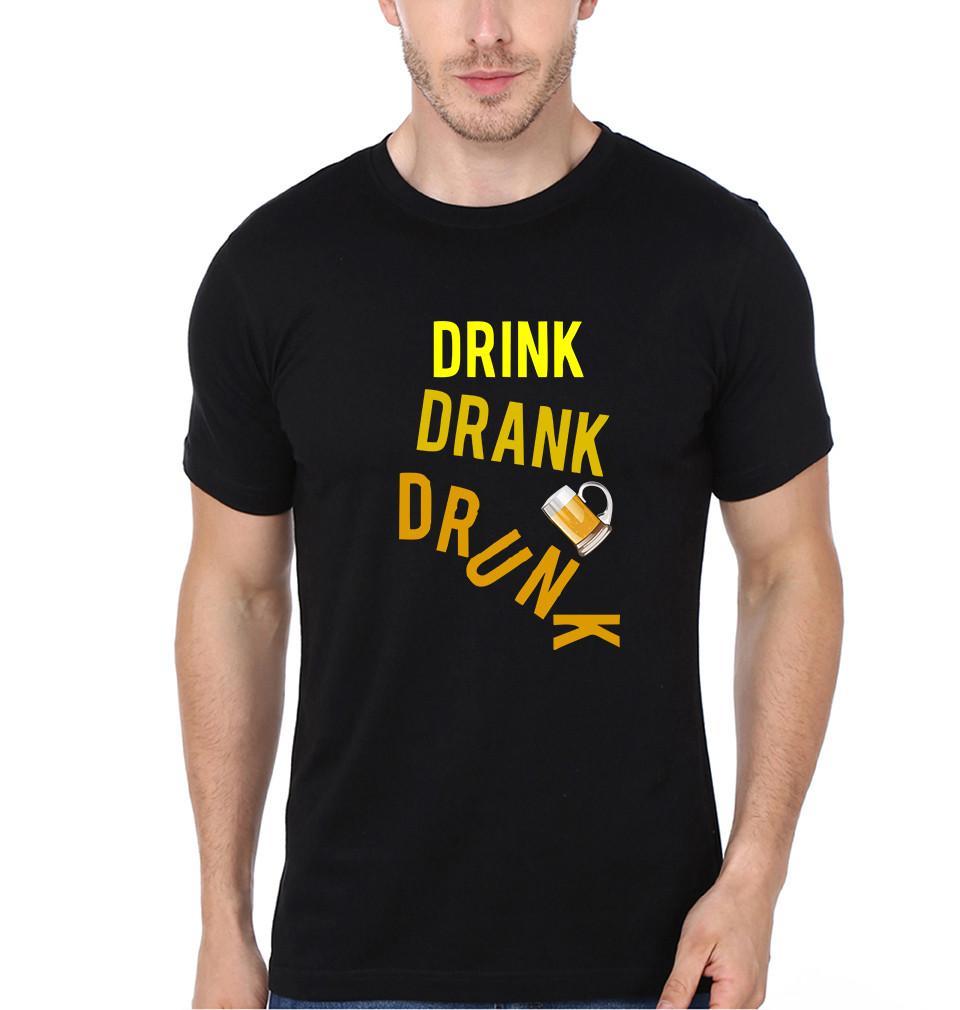 FunkyTradition Black Round Neck Drink Drank Drunk Men Half Sleeves T-Shirt