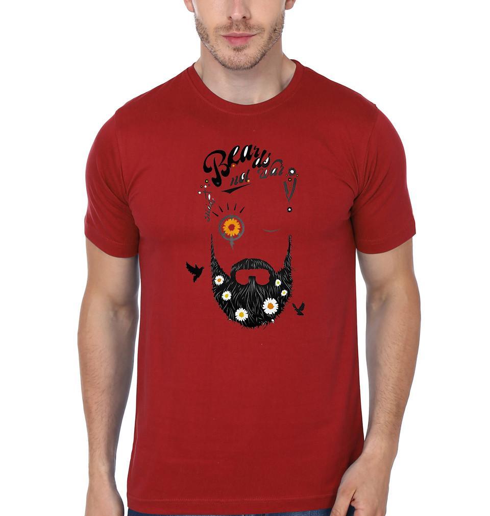 FunkyTradition Red Round Neck Beards Men Half Sleeves T-Shirt