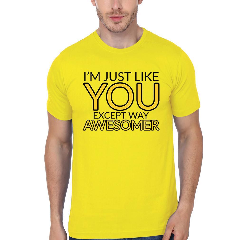 FunkyTradition Yellow Round Neck I Am Just Like You Men Half Sleeves T-Shirt