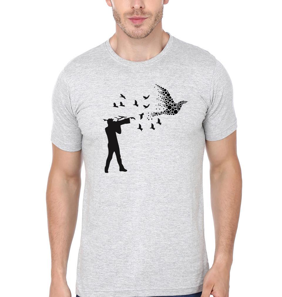 FunkyTradition Round Neck Flying Birds Half Sleeve T-Shirt