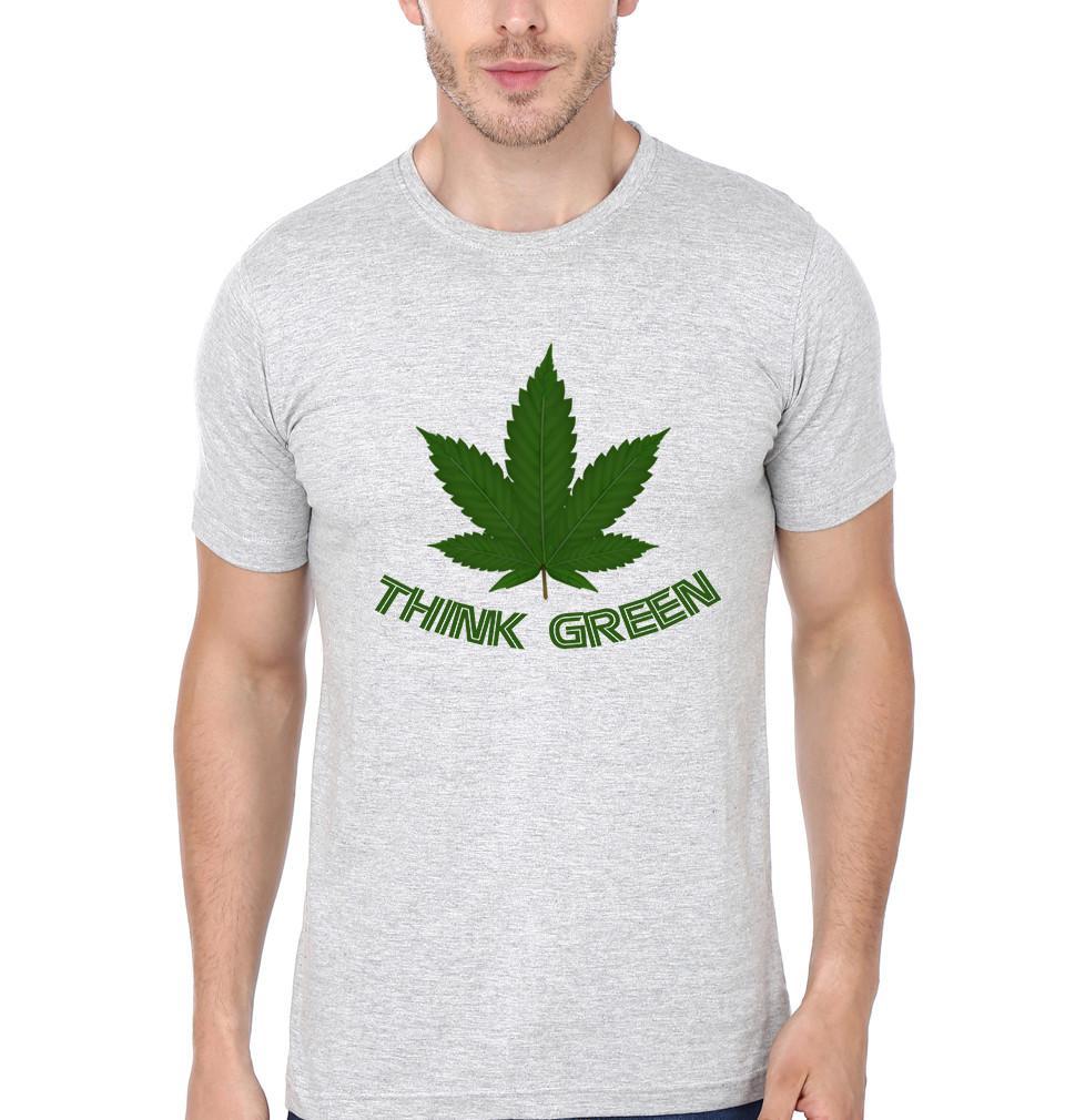 FunkyTradition Grey Round Neck Think Green Men Half Sleeves T-Shirt