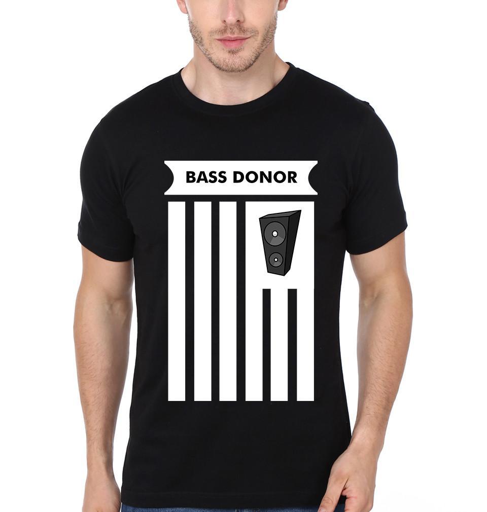 FunkyTradition Black Round Neck Bass Donor Half Sleeves T-Shirt