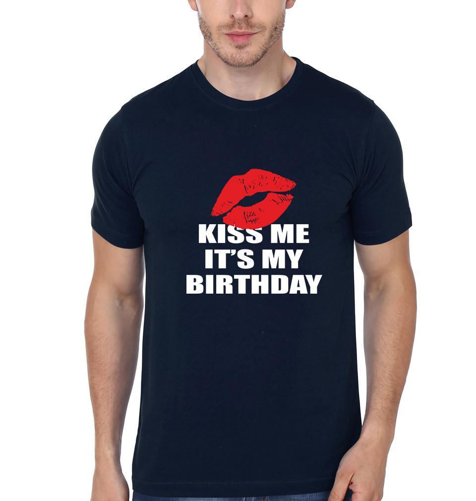 FunkyTradition Round Neck Kiss Me Its My Birthday Half Sleeve T-Shirt