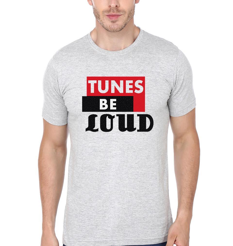 FunkyTradition Grey Round Neck Tunes Be Loud Half Sleeves T-Shirt
