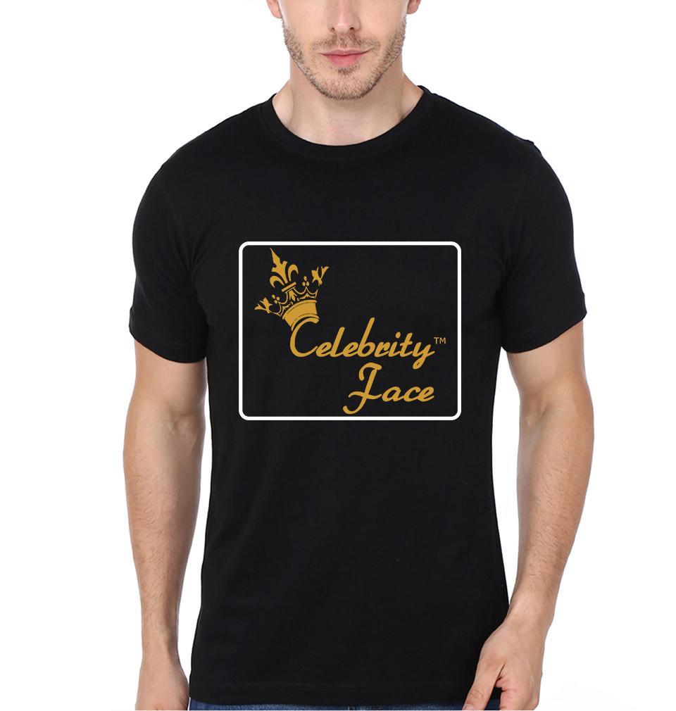 FunkyTradition Black Round Neck Celebrity Face Men Half Sleeves T-Shirt