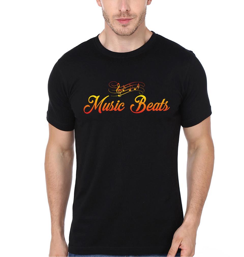 FunkyTradition Black Round Neck Music Beats Men Half Sleeves T-Shirt