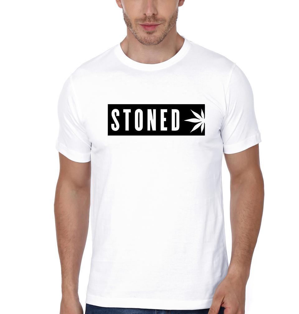 FunkyTradition White Round Neck Stoned Half Sleeves T-Shirt