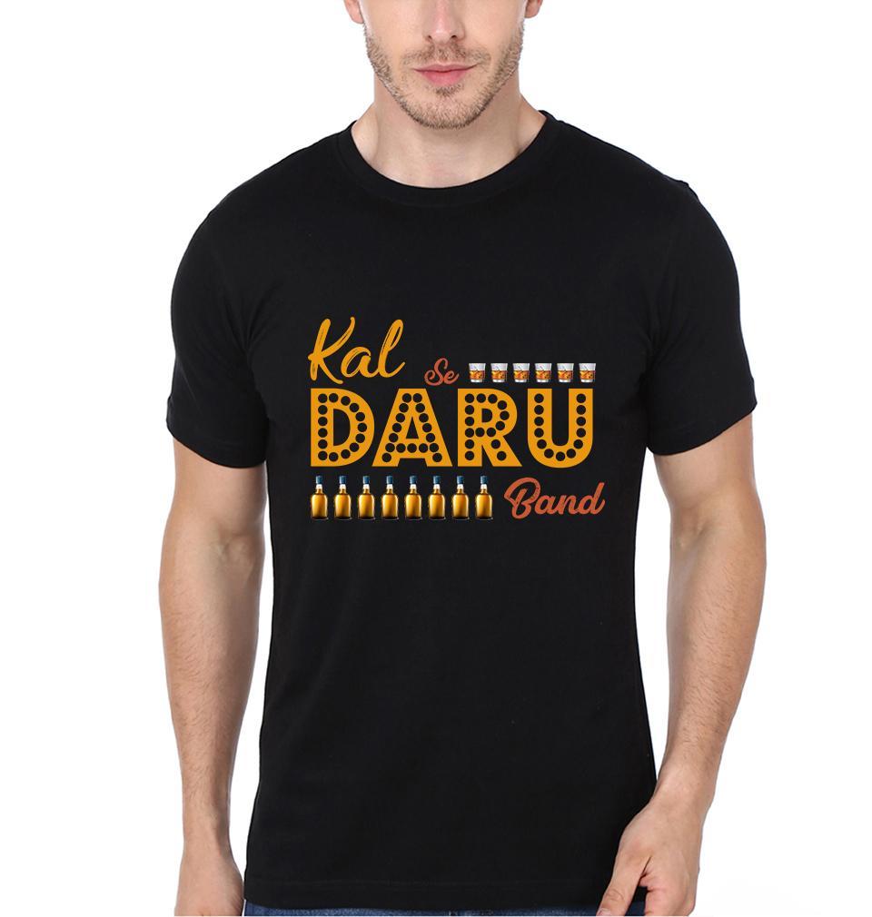 FunkyTradition Black Round Neck Kal Se Daru Bandh Half Sleeves T-Shirt