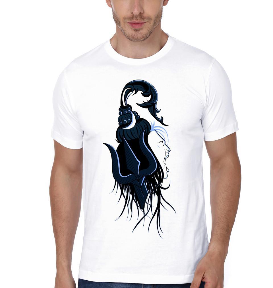FunkyTradition White Round Neck Lord Shiva Roar Half Sleeves T-Shirt