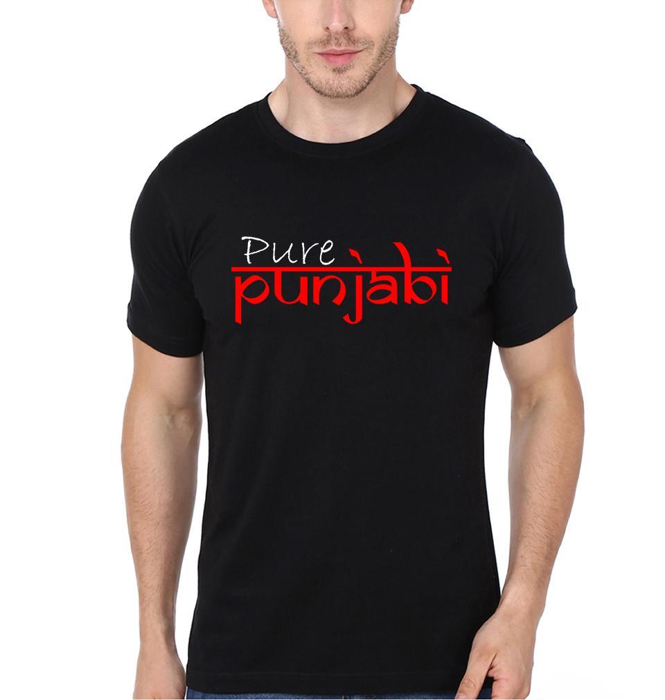FunkyTradition Black Round Neck Pure Punjabi Men Half Sleeves T-Shirt