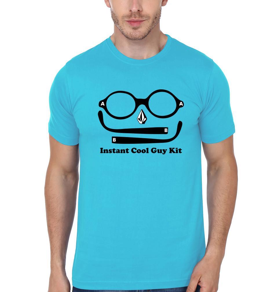 FunkyTradition Baby Blue Round Neck Instant Cool Guy Kit Men Half Sleeves T-Shirt