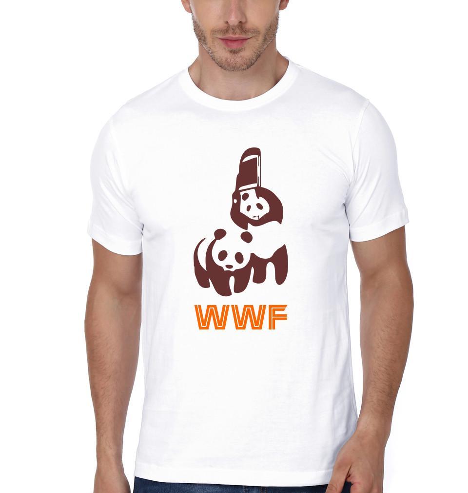 FunkyTradition White Round Neck WTF Men Half Sleeves T-Shirt