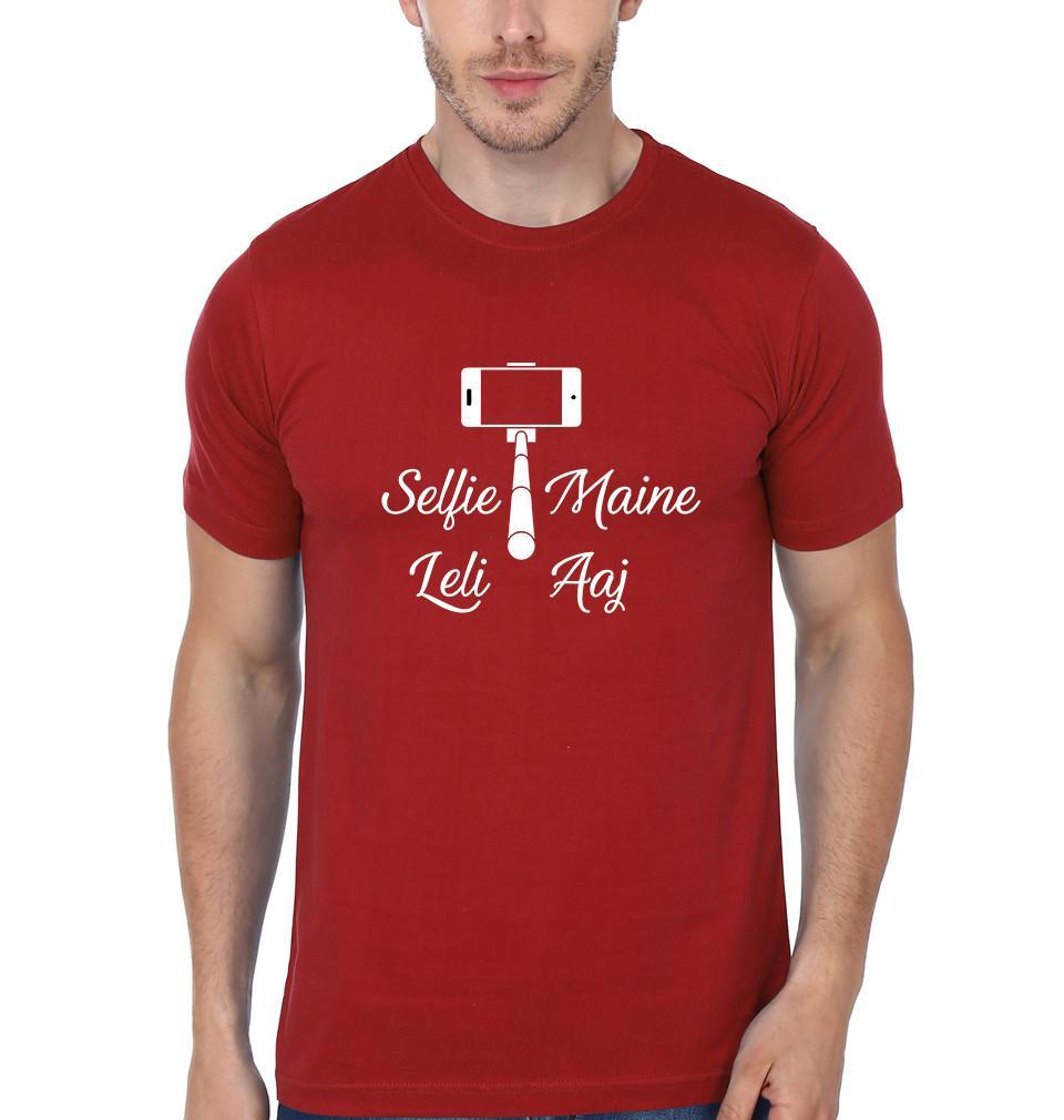 FunkyTradition Red Round Neck Selfie Maine Leli Aaj Men Half Sleeves T-Shirt