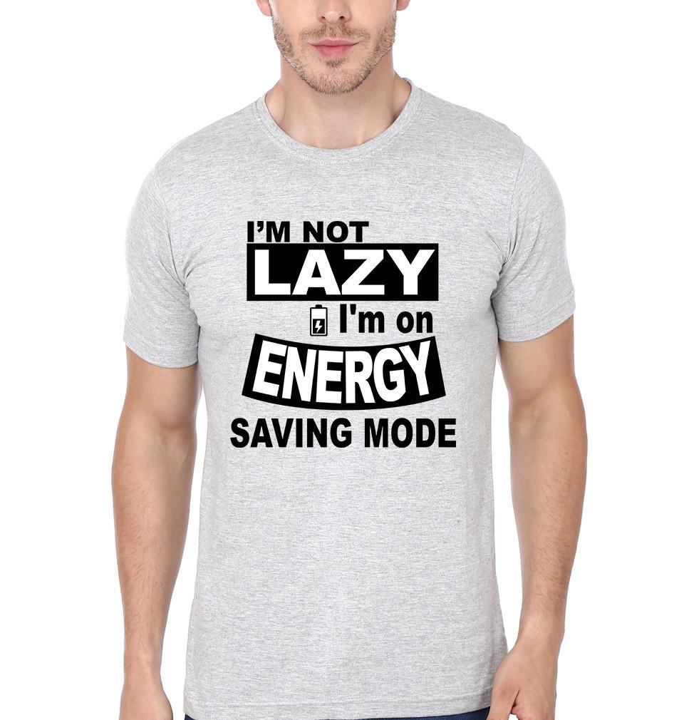 FunkyTradition Grey Round Neck I Am Not Lazy Men Half Sleeves T-Shirt